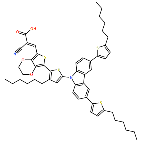 2-Propenoic acid, 3-[7-[5-[3,6-bis(5-hexyl-2-thienyl)-9H-carbazol-9-yl]-3-hexyl-2-thienyl]-2,3-dihydrothieno[3,4-b]-1,4-dioxin-5-yl]-2-cyano-