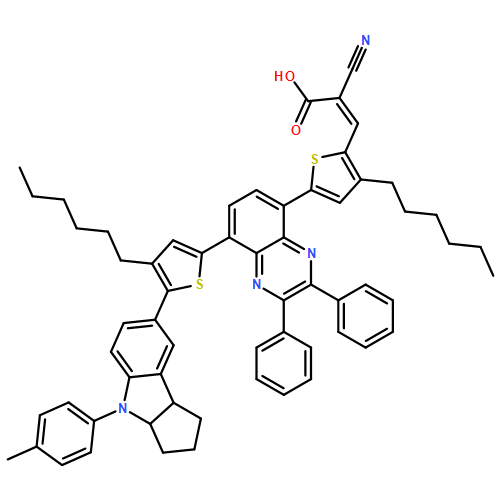 2-Propenoic acid, 2-cyano-3-[5-[8-[5-[1,2,3,3a,4,8b-hexahydro-4-(4-methylphenyl)cyclopent[b]indol-7-yl]-4-hexyl-2-thienyl]-2,3-diphenyl-5-quinoxalinyl]-3-hexyl-2-thienyl]-