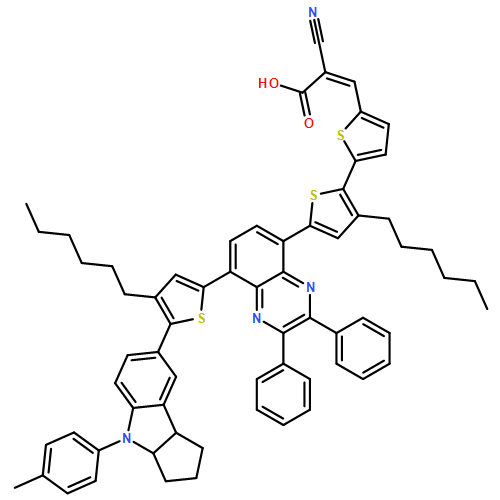 2-Propenoic acid, 2-cyano-3-[5'-[8-[5-[1,2,3,3a,4,8b-hexahydro-4-(4-methylphenyl)cyclopent[b]indol-7-yl]-4-hexyl-2-thienyl]-2,3-diphenyl-5-quinoxalinyl]-3'-hexyl[2,2'-bithiophen]-5-yl]-