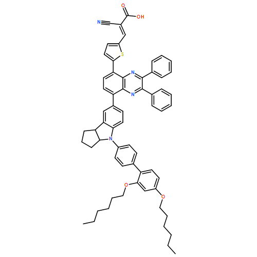 2-Propenoic acid, 3-[5-[8-[4-[2',4'-bis(hexyloxy)[1,1'-biphenyl]-4-yl]-1,2,3,3a,4,8b-hexahydrocyclopent[b]indol-7-yl]-2,3-diphenyl-5-quinoxalinyl]-2-thienyl]-2-cyano-, (2E)-