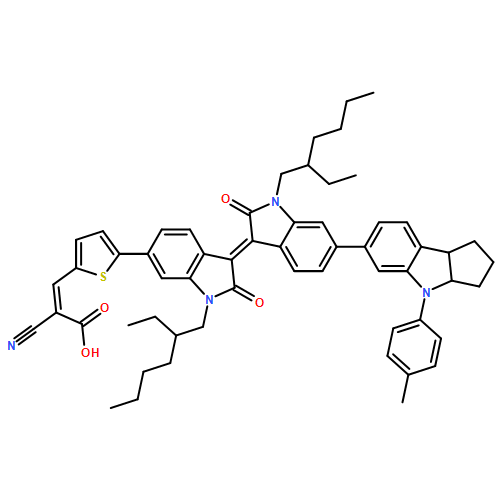 2-Propenoic acid, 2-cyano-3-[5-[(3E)-1-(2-ethylhexyl)-3-[1-(2-ethylhexyl)-6-[1,2,3,3a,4,8b-hexahydro-4-(4-methylphenyl)cyclopent[b]indol-6-yl]-1,2-dihydro-2-oxo-3H-indol-3-ylidene]-2,3-dihydro-2-oxo-1H-indol-6-yl]-2-thienyl]-, (2E)-