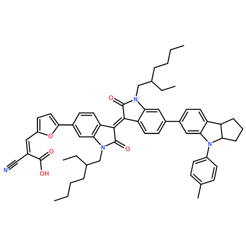 2-Propenoic acid, 2-cyano-3-[5-[(3E)-1-(2-ethylhexyl)-3-[1-(2-ethylhexyl)-6-[1,2,3,3a,4,8b-hexahydro-4-(4-methylphenyl)cyclopent[b]indol-6-yl]-1,2-dihydro-2-oxo-3H-indol-3-ylidene]-2,3-dihydro-2-oxo-1H-indol-6-yl]-2-furanyl]-, (2E)-