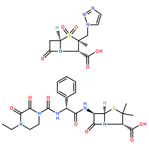 (2R,5R,6R)-6-{[{[(4-ethyl-2,3-dioxopiperazin-1-yl)carbonyl]amino}(phenyl)acetyl]amino}-3,3-dimethyl-7-oxo-4-thia-1-azabicyclo[3.2.0]heptane-2-carboxylic acid - (2S,3S,5R)-3-methyl-7-oxo-3-(1H-1,2,3-triazol-1-ylmethyl)-4-thia-1-azabicyclo[3.2.0]heptane-2-c