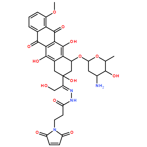 1H-Pyrrole-1-propanoic acid, 2,5-dihydro-2,5-dioxo-, 2-[1-[(2S,4S)-4-[(3-amino-2,3,6-trideoxy-α-L-lyxo-hexopyranosyl)oxy]-1,2,3,4,6,11-hexahydro-2,5,12-trihydroxy-7-methoxy-6,11-dioxo-2-naphthacenyl]-2-hydroxyethylidene]hydrazide