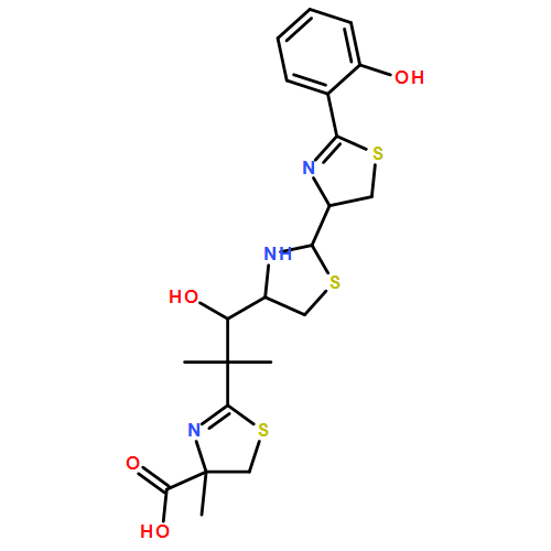 4-Thiazolecarboxylic acid, 2-[(2S)-2-[(4R)-2-[(4R)-4,5-dihydro-2-(2-hydroxyphenyl)-4-thiazolyl]-4-thiazolidinyl]-2-hydroxy-1,1-dimethylethyl]-4,5-dihydro-4-methyl-, (4S)-