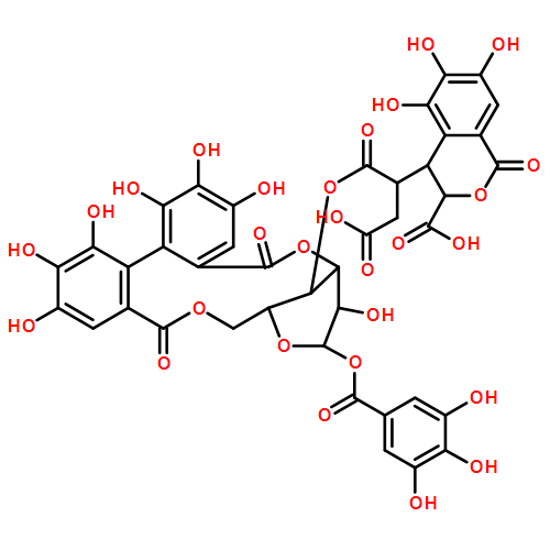 β-D-Glucopyranose, cyclic 3,6-(4,4',5,5',6,6'-hexahydroxy[1,1'-biphenyl]-2,2'-dicarboxylate) 4-[4-hydrogen (3-carboxy-3,4-dihydro-5,6,7-trihydroxy-1-