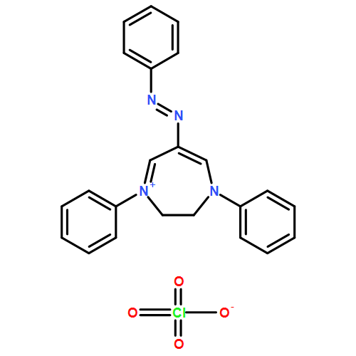 1H-1,4-Diazepinium, 2,3-dihydro-1,4-diphenyl-6-(2-phenyldiazenyl)-, perchlorate (1:1)