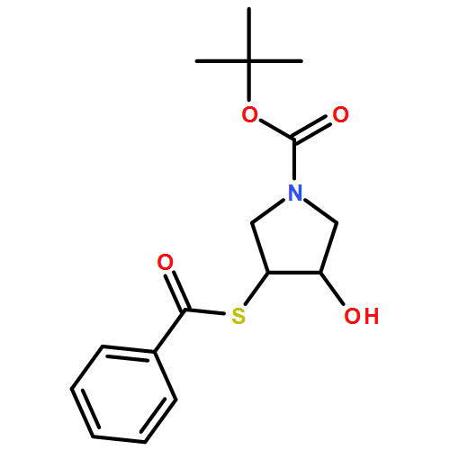 1-Pyrrolidinecarboxylic acid, 3-(benzoylthio)-4-hydroxy-, 1,1-dimethylethyl ester, (3R,4R)-rel-