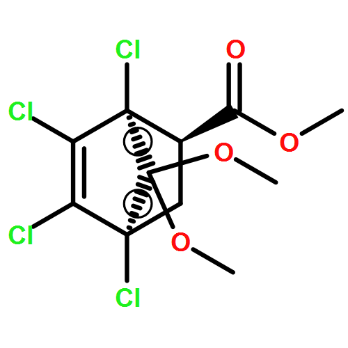 Bicyclo[2.2.1]hept-5-ene-2-carboxylic acid, 1,4,5,6-tetrachloro-7,7-dimethoxy-, methyl ester, (1R,2R,4S)-rel-