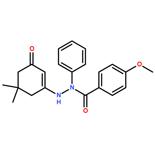 Benzoic acid, 4-methoxy-, 2-(5,5-dimethyl-3-oxo-1-cyclohexen-1-yl)-1-phenylhydrazide