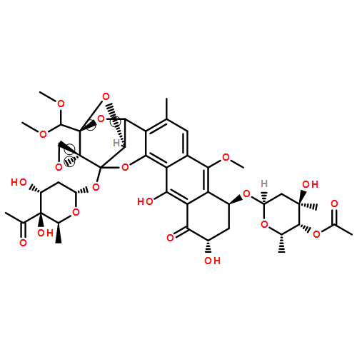 Spiro[2,13-methano-10H-anthra[1,2-b]-1,3-dioxolo[4,5-d]pyran-14,2'-oxiran]-10-one, 13-[(4-C-acetyl-2,6-dideoxy-α-L-xylo-hexopyranosyl)oxy]-7-[(4-O-