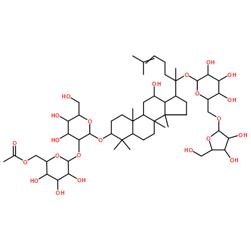 β-D-Glucopyranoside, (3β,12β)-20-[(6-O-α-L-arabinofuranosyl-β-D-glucopyranosyl)oxy]-12-hydroxydammar-24-en-3-yl 2-O-(6-O-acetyl-β-D-