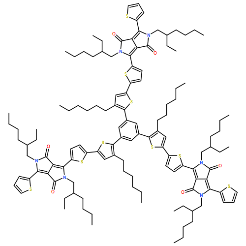 Pyrrolo[3,4-c]pyrrole-1,4-dione, 3,3',3''-[1,3,5-benzenetriyltris(4'-hexyl[2,2'-bithiophene]-5',5-diyl)]tris[2,5-bis(2-ethylhexyl)-2,5-dihydro-6-(2-thienyl)-