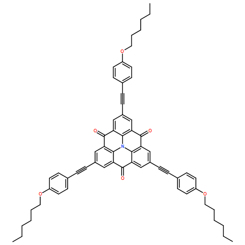 4H,8H,12H-Benzo[1,9]quinolizino[3,4,5,6,7-defg]acridine-4,8,12-trione, 2,6,10-tris[2-[4-(hexyloxy)phenyl]ethynyl]-