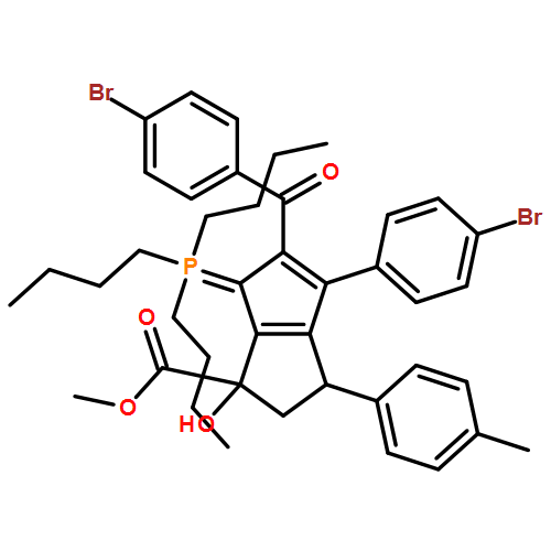 1-Pentalenecarboxylic acid, 5-(4-bromobenzoyl)-4-(4-bromophenyl)-1,2,3,6-tetrahydro-1-hydroxy-3-(4-methylphenyl)-6-(tributylphosphoranylidene)-, methyl ester, (1R,3R)-rel-