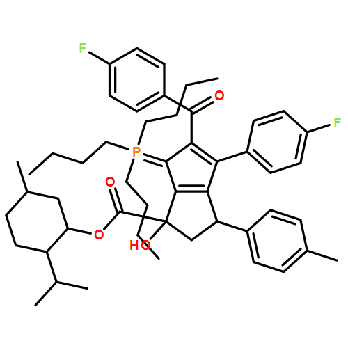 1-Pentalenecarboxylic acid, 5-(4-fluorobenzoyl)-4-(4-fluorophenyl)-1,2,3,6-tetrahydro-1-hydroxy-3-(4-methylphenyl)-6-(tributylphosphoranylidene)-, (1R,2S,5R)-5-methyl-2-(1-methylethyl)cyclohexyl ester, (1S,3S)-