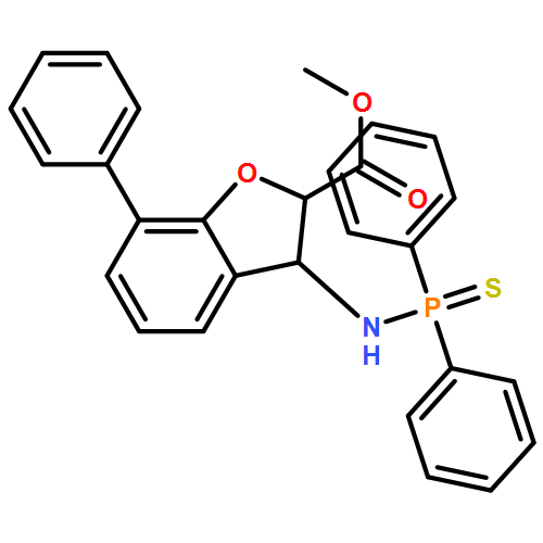 2-Benzofurancarboxylic acid, 3-[(diphenylphosphinothioyl)amino]-2,3-dihydro-7-phenyl-, methyl ester, (2R,3R)-rel-