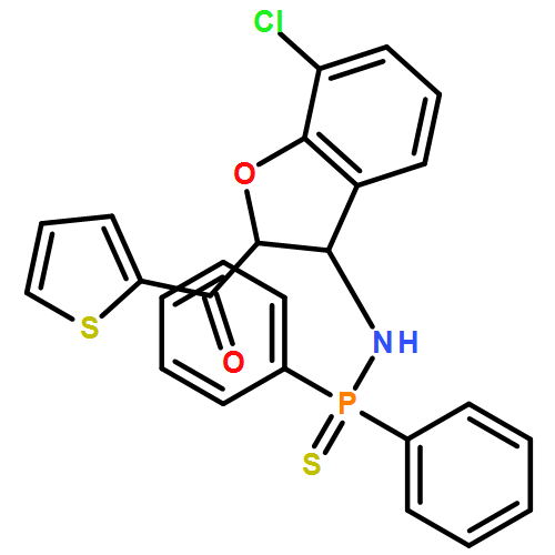 Phosphinothioic amide, N-[(2R,3R)-7-chloro-2,3-dihydro-2-(2-thienylcarbonyl)-3-benzofuranyl]-P,P-diphenyl-, rel-