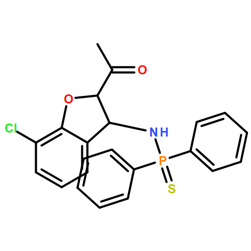 Phosphinothioic amide, N-[(2R,3R)-2-acetyl-7-chloro-2,3-dihydro-3-benzofuranyl]-P,P-diphenyl-, rel-