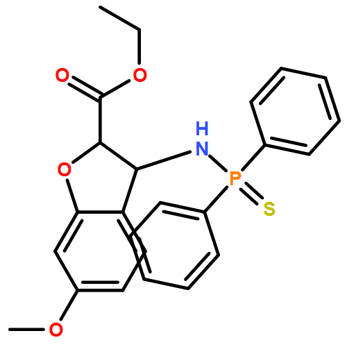 2-Benzofurancarboxylic acid, 3-[(diphenylphosphinothioyl)amino]-2,3-dihydro-6-methoxy-, ethyl ester, (2R,3R)-rel-