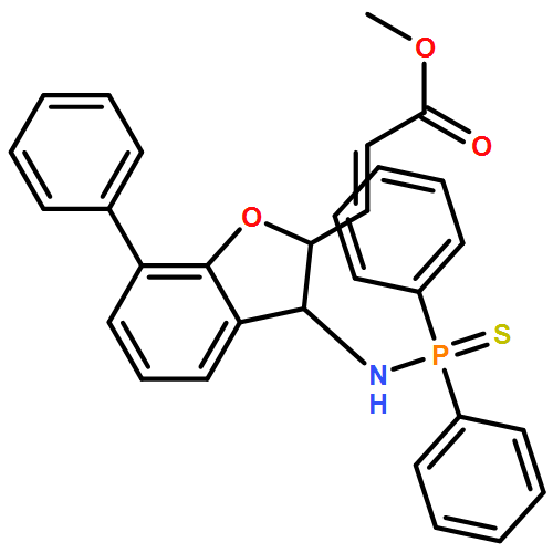 2-Propenoic acid, 3-[(2R,3S)-3-[(diphenylphosphinothioyl)amino]-2,3-dihydro-7-phenyl-2-benzofuranyl]-, methyl ester, (2E)-rel-