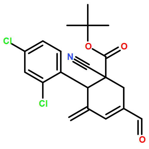 3-Cyclohexene-1-carboxylic acid, 1-cyano-6-(2,4-dichlorophenyl)-3-formyl-5-methylene-, 1,1-dimethylethyl ester, (1R,6S)-rel-