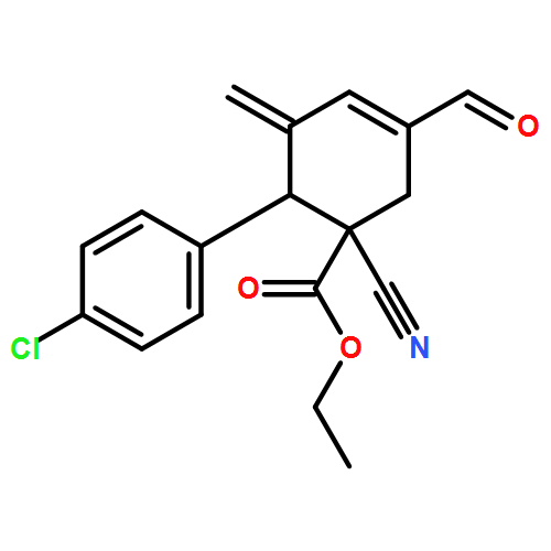 3-Cyclohexene-1-carboxylic acid, 6-(4-chlorophenyl)-1-cyano-3-formyl-5-methylene-, ethyl ester, (1R,6R)-rel-