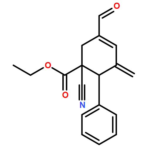 3-Cyclohexene-1-carboxylic acid, 1-cyano-3-formyl-5-methylene-6-phenyl-, ethyl ester, (1R,6R)-rel-