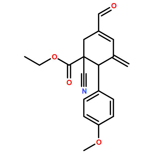 3-Cyclohexene-1-carboxylic acid, 1-cyano-3-formyl-6-(4-methoxyphenyl)-5-methylene-, ethyl ester, (1R,6R)-rel-