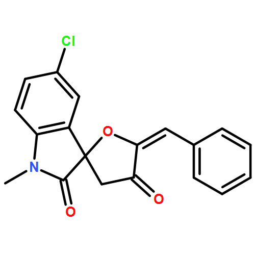 Spiro[furan-2(3H),3'-[3H]indole]-2',4(1'H,5H)-dione, 5'-chloro-1'-methyl-5-(phenylmethylene)-, (5Z)-