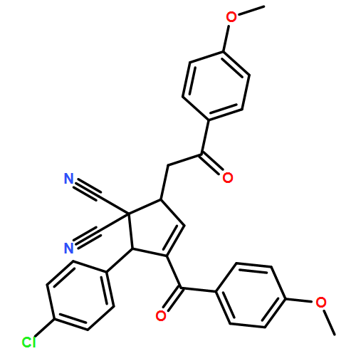 3-Cyclopentene-1,1-dicarbonitrile, 2-(4-chlorophenyl)-3-(4-methoxybenzoyl)-5-[2-(4-methoxyphenyl)-2-oxoethyl]-, (2R,5S)-