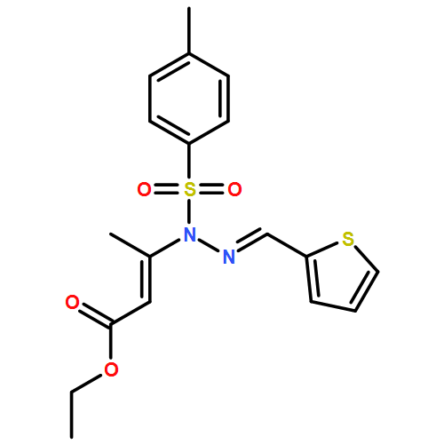 2-Butenoic acid, 3-[(2E)-1-[(4-methylphenyl)sulfonyl]-2-(2-thienylmethylene)hydrazinyl]-, ethyl ester, (2E)-