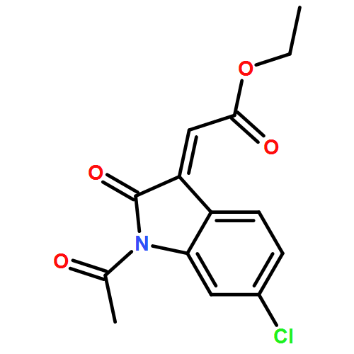 Acetic acid, 2-(1-acetyl-6-chloro-1,2-dihydro-2-oxo-3H-indol-3-ylidene)-, ethyl ester