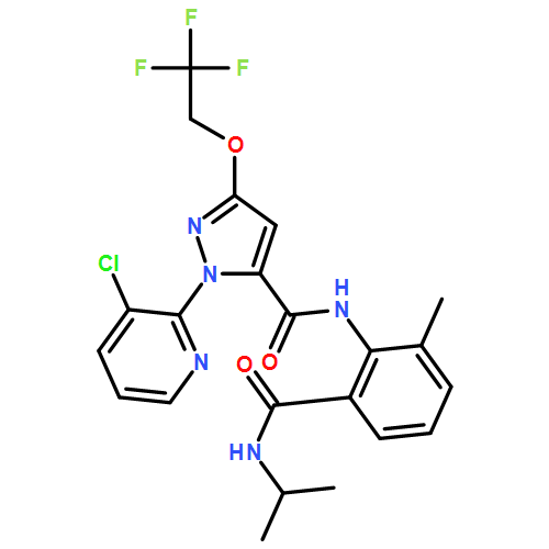 1H-Pyrazole-5-carboxamide, 1-(3-chloro-2-pyridinyl)-N-[2-methyl-6-[[(1-methylethyl)amino]carbonyl]phenyl]-3-(2,2,2-trifluoroethoxy)-