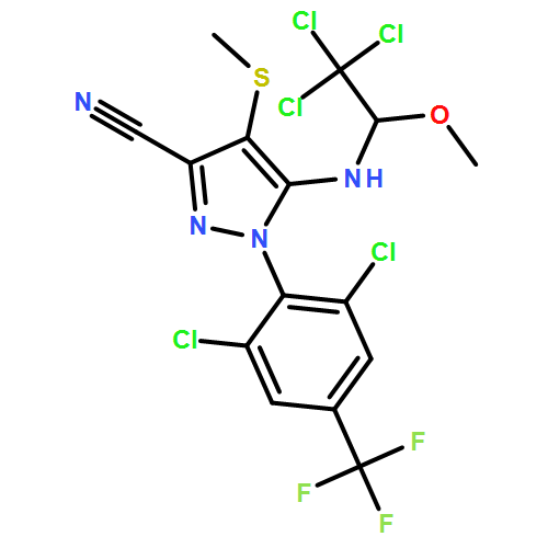 1H-Pyrazole-3-carbonitrile, 1-[2,6-dichloro-4-(trifluoromethyl)phenyl]-4-(methylthio)-5-[(2,2,2-trichloro-1-methoxyethyl)amino]-