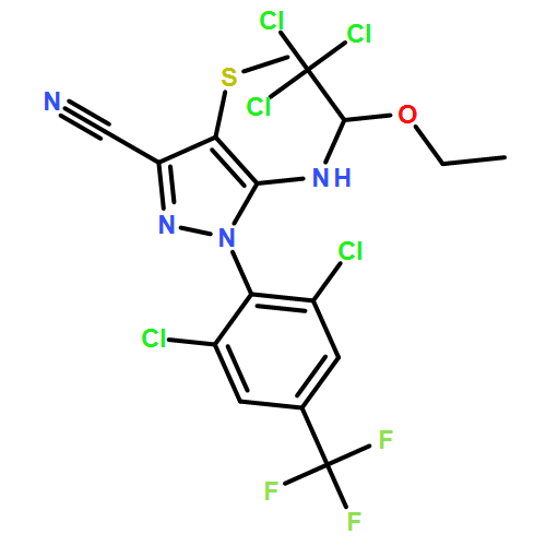 1H-Pyrazole-3-carbonitrile, 1-[2,6-dichloro-4-(trifluoromethyl)phenyl]-4-(methylthio)-5-[(2,2,2-trichloro-1-ethoxyethyl)amino]-