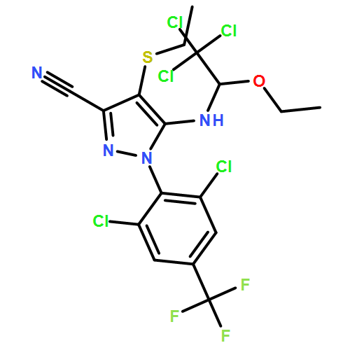 1H-Pyrazole-3-carbonitrile, 1-[2,6-dichloro-4-(trifluoromethyl)phenyl]-4-(ethylthio)-5-[(2,2,2-trichloro-1-ethoxyethyl)amino]-