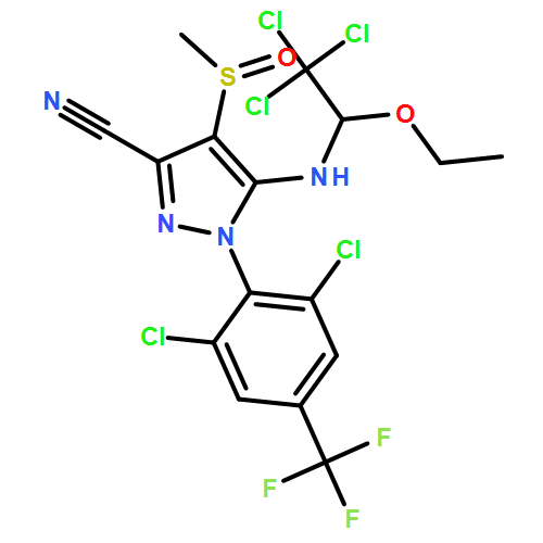 1H-Pyrazole-3-carbonitrile, 1-[2,6-dichloro-4-(trifluoromethyl)phenyl]-4-(methylsulfinyl)-5-[(2,2,2-trichloro-1-ethoxyethyl)amino]-