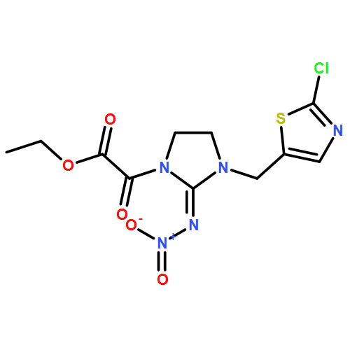 1-Imidazolidineacetic acid, 3-[(2-chloro-5-thiazolyl)methyl]-2-(nitroimino)-α-oxo-, ethyl ester