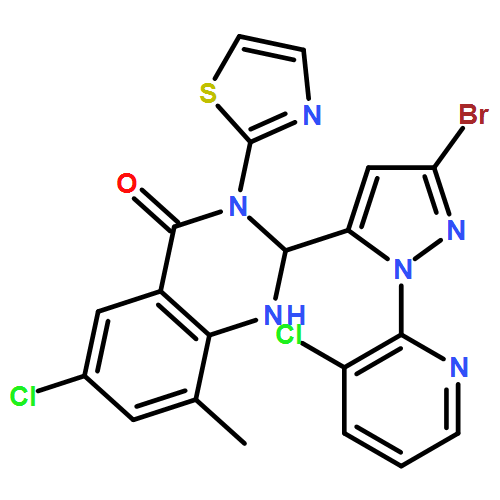 4(1H)-Quinazolinone, 2-[3-bromo-1-(3-chloro-2-pyridinyl)-1H-pyrazol-5-yl]-6-chloro-2,3-dihydro-8-methyl-3-(2-thiazolyl)-