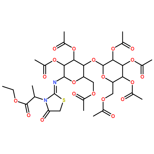 3-Thiazolidineacetic acid, α-methyl-4-oxo-2-[[2,3,6-tri-O-acetyl-4-O-(2,3,4,6-tetra-O-acetyl-β-D-galactopyranosyl)-β-D-glucopyranosyl]imino]-, ethyl ester, (αS,2E)-