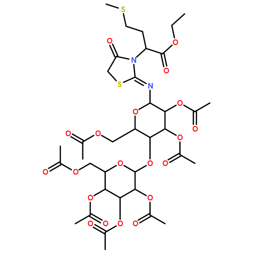 3-Thiazolidineacetic acid, α-[2-(methylthio)ethyl]-4-oxo-2-[[2,3,6-tri-O-acetyl-4-O-(2,3,4,6-tetra-O-acetyl-β-D-galactopyranosyl)-β-D-glucopyranosyl]imino]-, ethyl ester, (αS,2E)-