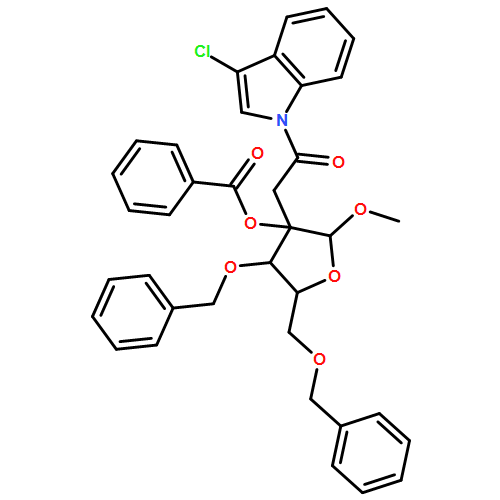 α-D-Ribofuranoside, methyl 2-C-[2-(3-chloro-1H-indol-1-yl)-2-oxoethyl]-3,5-bis-O-(phenylmethyl)-, 2-benzoate