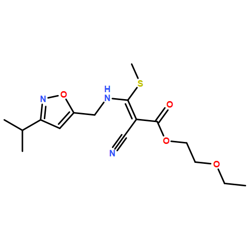 2-Propenoic acid, 2-cyano-3-[[[3-(1-methylethyl)-5-isoxazolyl]methyl]amino]-3-(methylthio)-, 2-ethoxyethyl ester, (2E)-