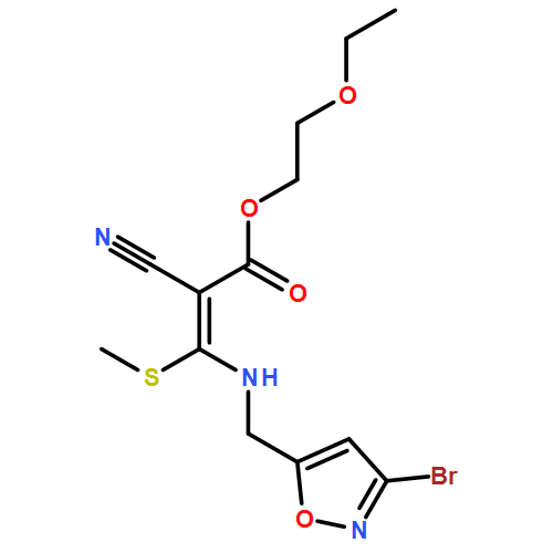 2-Propenoic acid, 3-[[(3-bromo-5-isoxazolyl)methyl]amino]-2-cyano-3-(methylthio)-, 2-ethoxyethyl ester, (2E)-