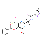 4-Pyrimidinecarboxylic acid, 5-(benzoyloxy)-6-methoxy-2-[1-methyl-1-[[(5-methyl-1,3,4-oxadiazol-2-yl)carbonyl]amino]ethyl]-, methyl ester