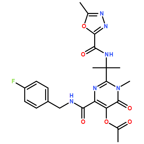 4-Pyrimidinecarboxamide, 5-(acetyloxy)-N-[(4-fluorophenyl)methyl]-1,6-dihydro-1-methyl-2-[1-methyl-1-[[(5-methyl-1,3,4-oxadiazol-2-yl)carbonyl]amino]ethyl]-6-oxo-