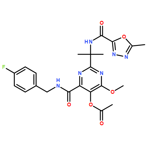 4-Pyrimidinecarboxamide, 5-(acetyloxy)-N-[(4-fluorophenyl)methyl]-6-methoxy-2-[1-methyl-1-[[(5-methyl-1,3,4-oxadiazol-2-yl)carbonyl]amino]ethyl]-