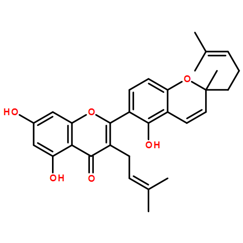 4H-1-Benzopyran-4-one, 5,7-dihydroxy-2-[5-hydroxy-2-methyl-2-(4-methyl-3-penten-1-yl)-2H-1-benzopyran-6-yl]-3-(3-methyl-2-buten-1-yl)-, (-)-