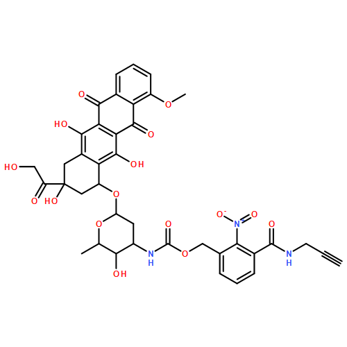 5,12-Naphthacenedione, 7,8,9,10-tetrahydro-6,8,11-trihydroxy-8-(2-hydroxyacetyl)-1-methoxy-10-[[2,3,6-trideoxy-3-[[[[2-nitro-3-[(2-propyn-1-ylamino)carbonyl]phenyl]methoxy]carbonyl]amino]-α-L-lyxo-hexopyranosyl]oxy]-, (8S,10S)-